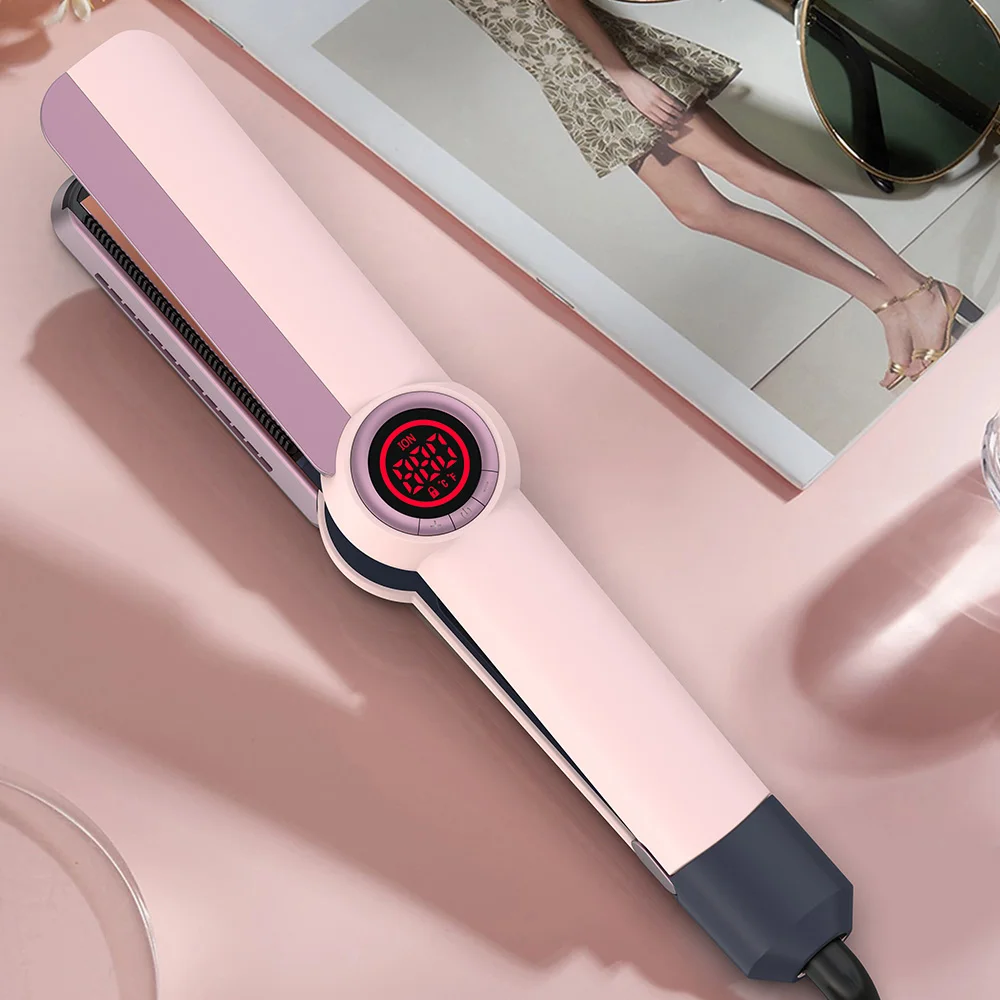 SMET Professional Ceramic Coating Infrared Ionic Flat Iron Hair Straightener LCD Digital Temperature Lockable Handle Household