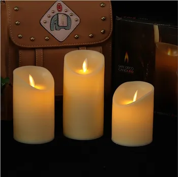 plastic Flickering Moving Flame electric candles Pillar flameless LED candle lights with smooth surface battery operated