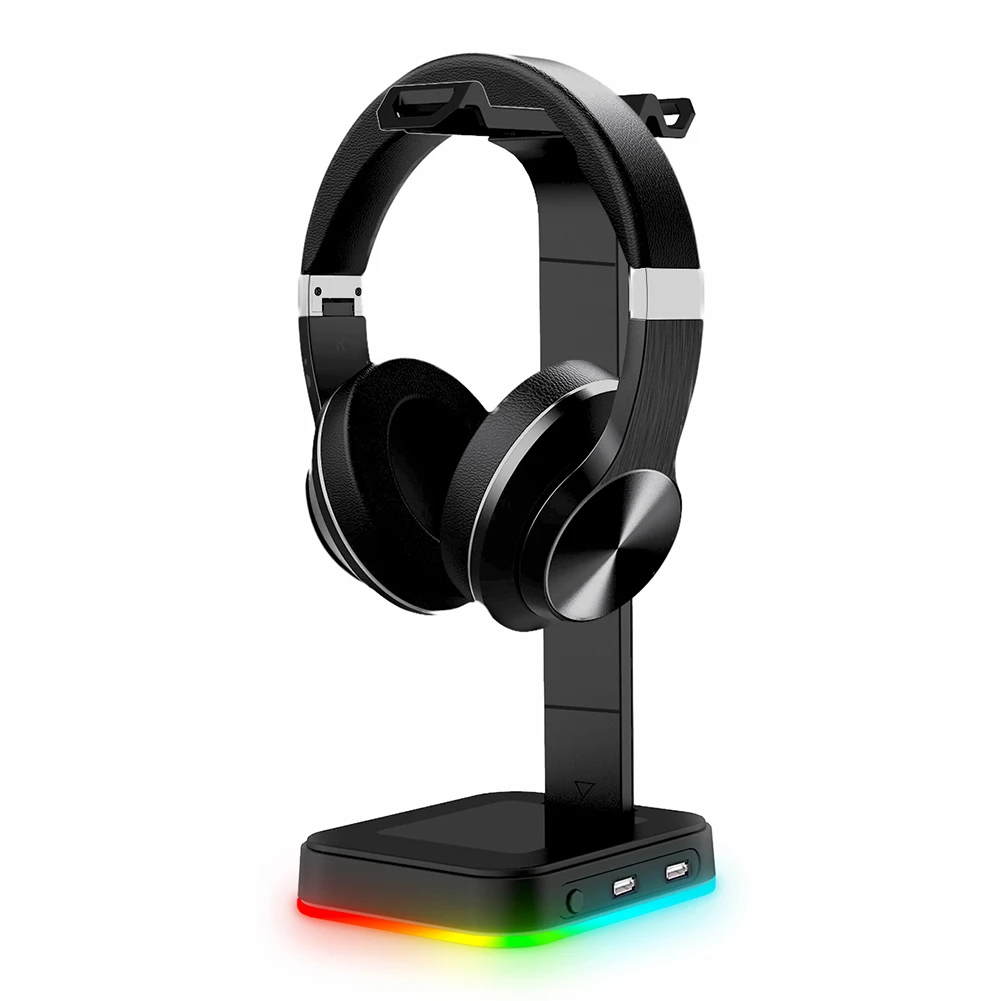 Support Pour Casque Gamer Bureau - Base Métal Et Tige Bois, Hauteur 27 Cm, Design épuré Et Antidérapant