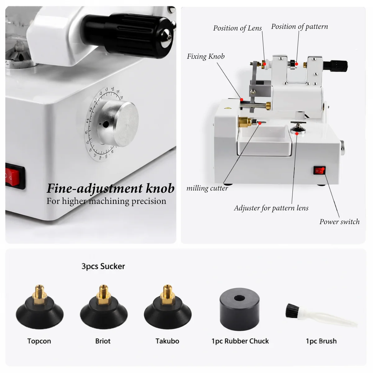 CP-4A Lens Cutter Optical Instrument Glasses Lens Cutting Machine Dry Cut Imported Milling Cutter High Speed