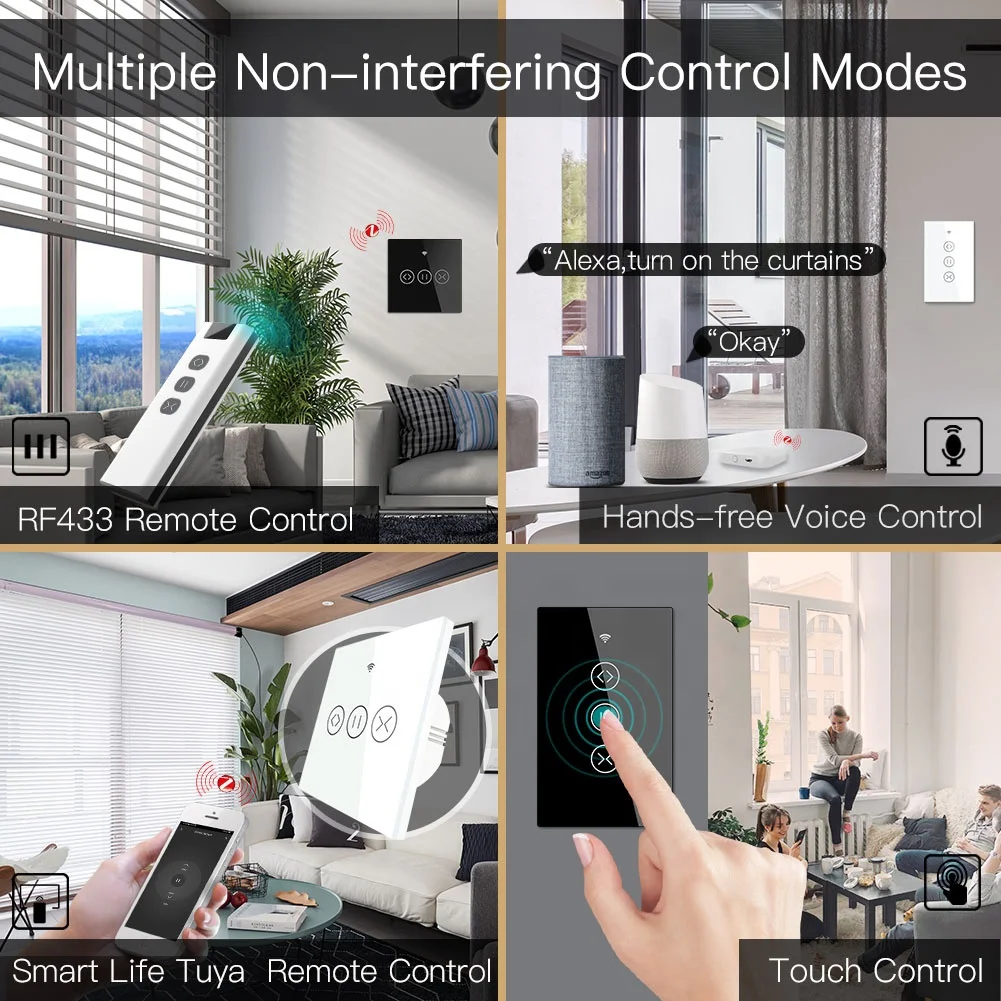 Moes Interrupteur Wifi Intelligent ZigBee,Variateur de Rideau,Commande Vocale Alexa Google Home