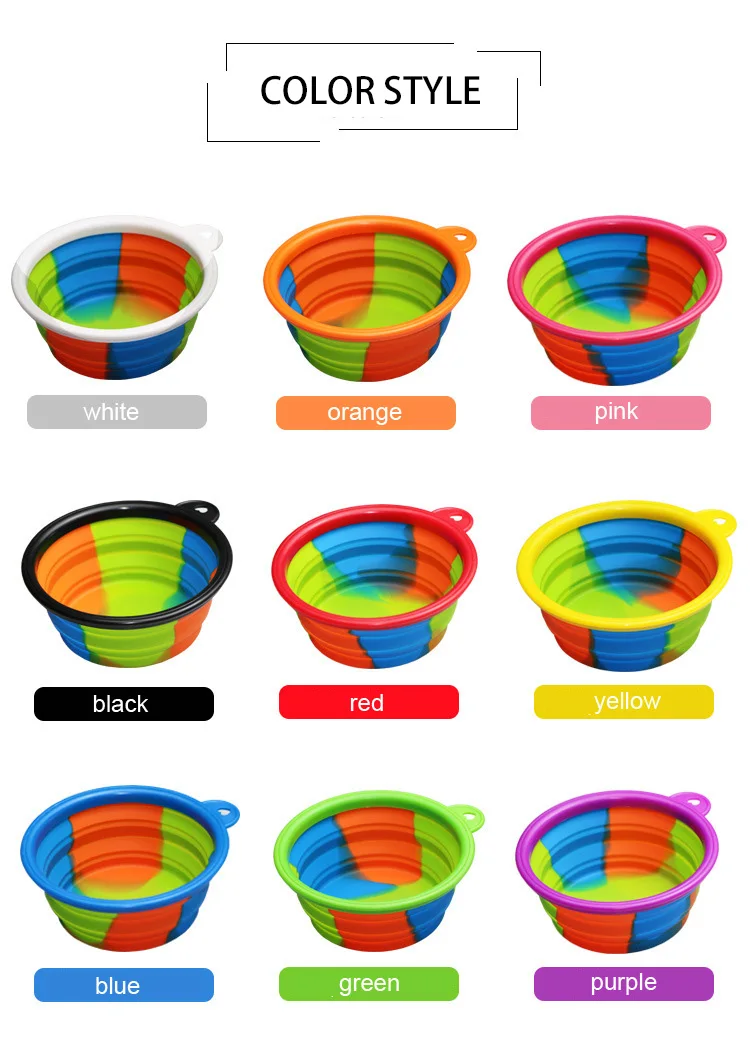 Camouflage Dog Bowl Silicone Pet Dog Feeder Bowls Travel Dogs Cats Supplies Feeding Food Water