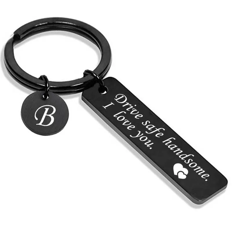 Drive Safe Keychain A-Z 26 Initials Lettering Key Chain Birthday Christmas Father's Day Gifts for  Men Women Husband Boyfriend