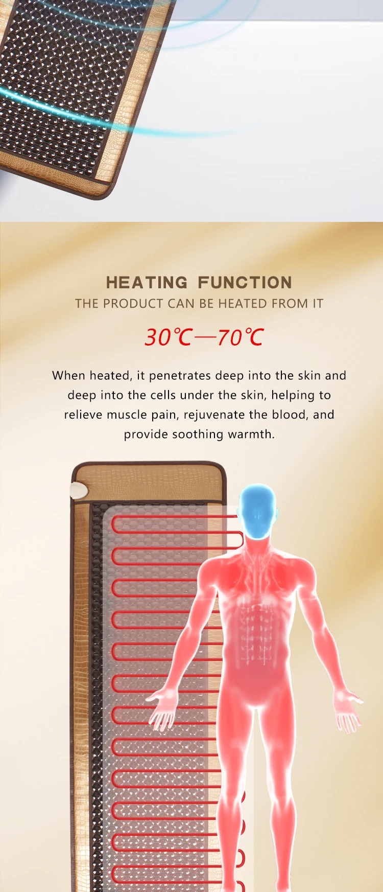 New Products Korea Tourmaline Mat Negative Ion Far Infrared Heating Mattress Physiotherapy Full Body Massage Mat With PEMF