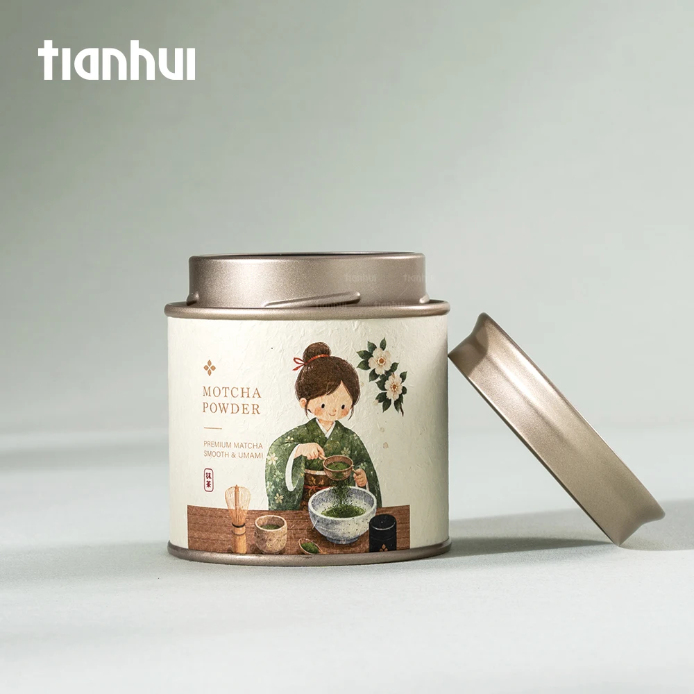 Llaunes buides hermètiques Tianhui per a matcha, de 50 g, 60 g i 100 g, amb doble tapa