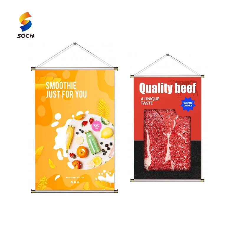 Custom Blank Cotton Canvas Scroll Hanging Poster Banner Flag Full Color Digital Printing Wooden Scroll for Home Decorations