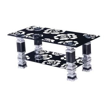 Adequate Stock Tempered Glass Coffee Table Living Room Furniture Simple Modern Rectangle Coffee Tables Black Tempered Glass Top