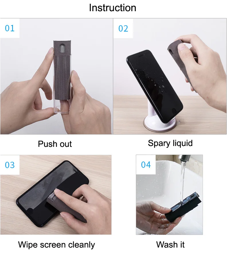 Amaz 2 In 1 Portable Screen Cleaning Tool Touchscreen Mist Cleaner