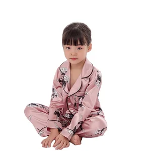 Wholesale Cheap Comfortable Breathable Pure Color Lapel Collar Long Sleeve Children's Pajamas Children Clothes Kids Clothing