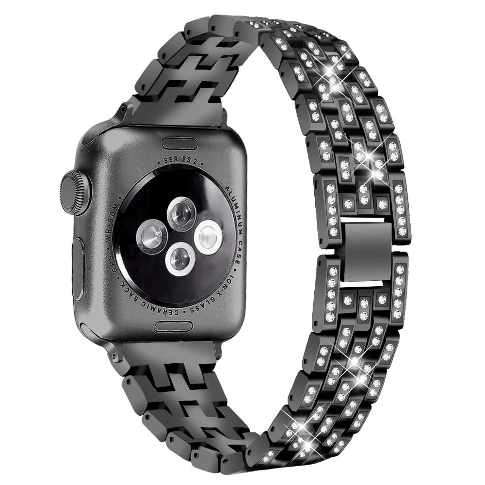钻石oem智能手表带表带金属不锈钢钻石,适用于apple watch表带 - buy