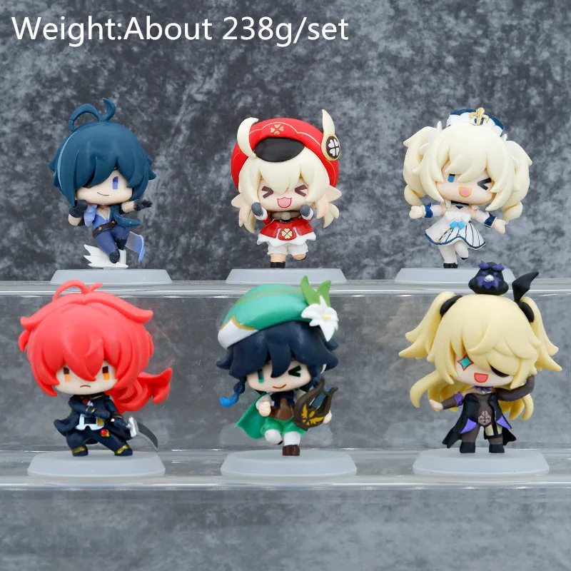 6pcs/lot Genshin Impact Doll Car Decoration Pvc Toy Model Anime Action