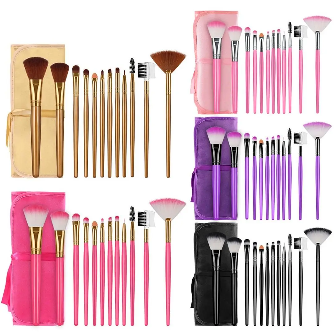 Rose Golden Glitter Handle 12pcs Crystal Diamond Foundation Brush Set