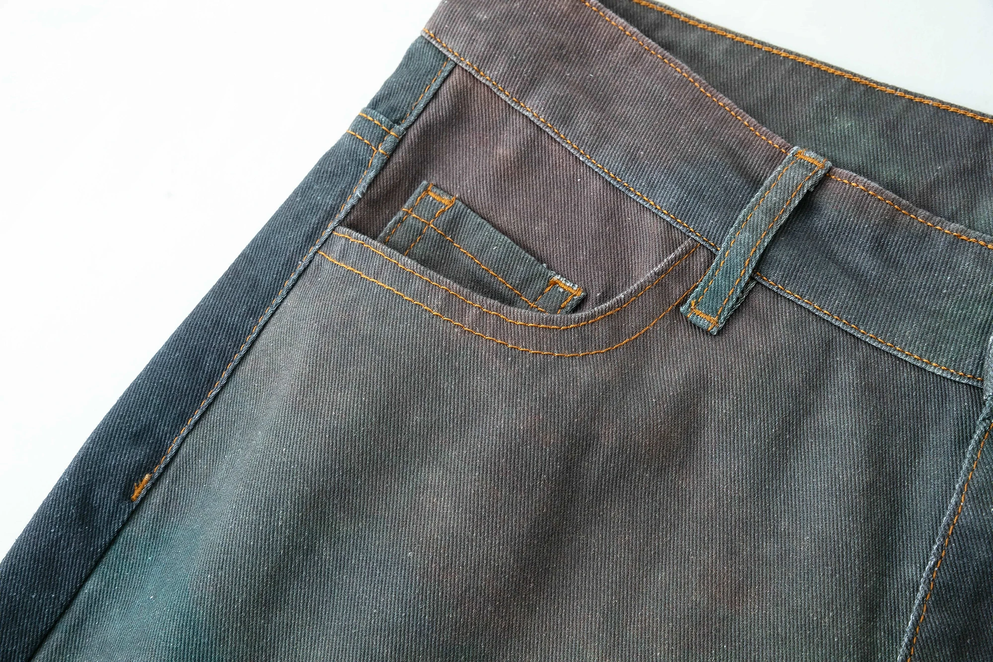 SALATI 100% Cotton Custom Made Vintage Oil Painting Custom Wide Leg Pants Baggy Jeans Man Men's Jeans Men gallery 2