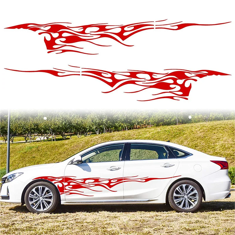 Flame Car Side Wrap Full Color Graphics Vinyl Fire Livery Decal Racing Sticker Fit Any Car