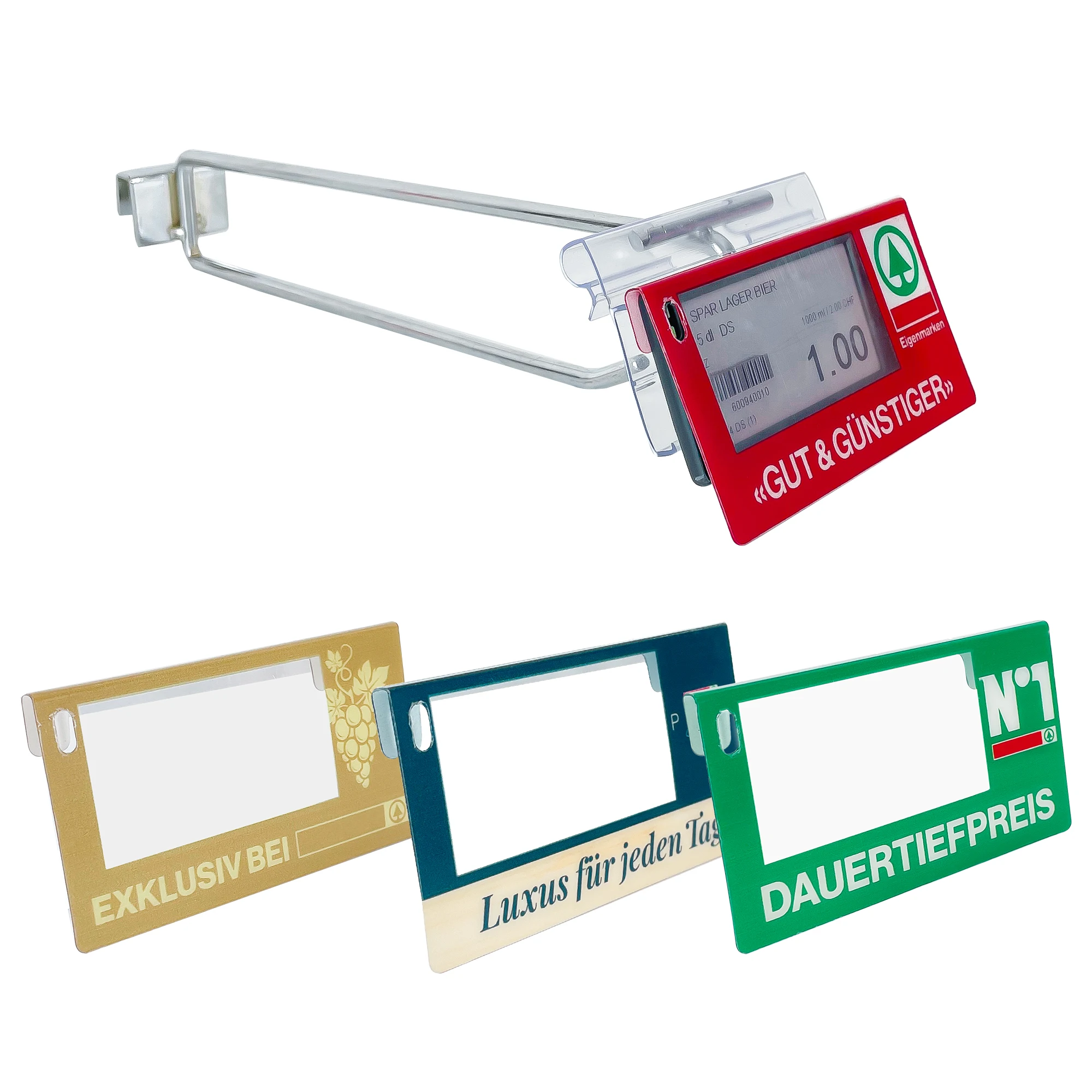 Supermarket Customization Electronic Signage Shelf Label Advantages Plastic Price Tag Holders with Display Hook