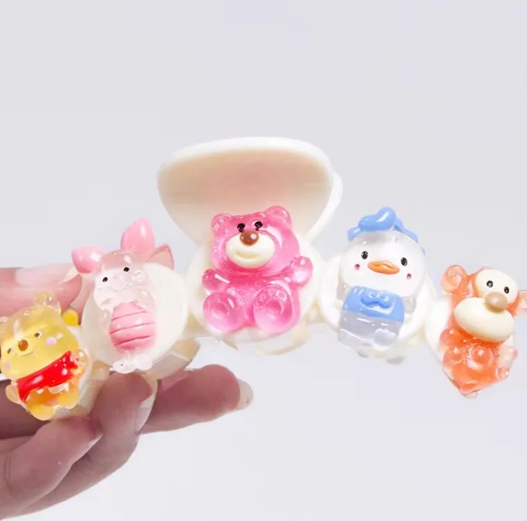 Оптовая продажа, Новое поступление, детский зажим из губки с изображением медведя-клубники, хвоста, для женщин, для детей