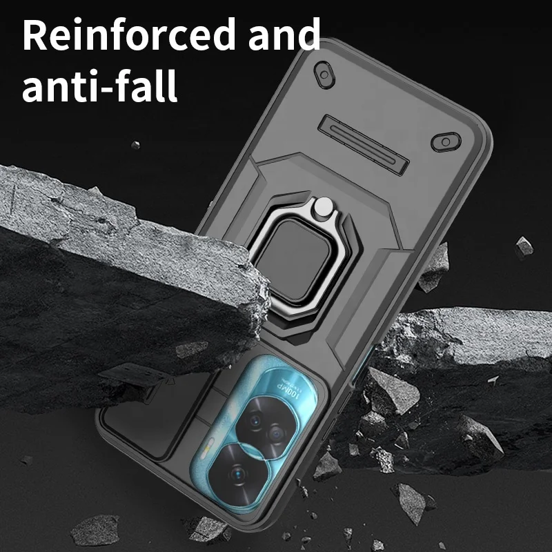 LeviDo Schutzhülle Für Honor 90 – Mit Slide-Kamera-Cover, Magnet Für Auto-Halterung Und Ring-Ständer, Silber