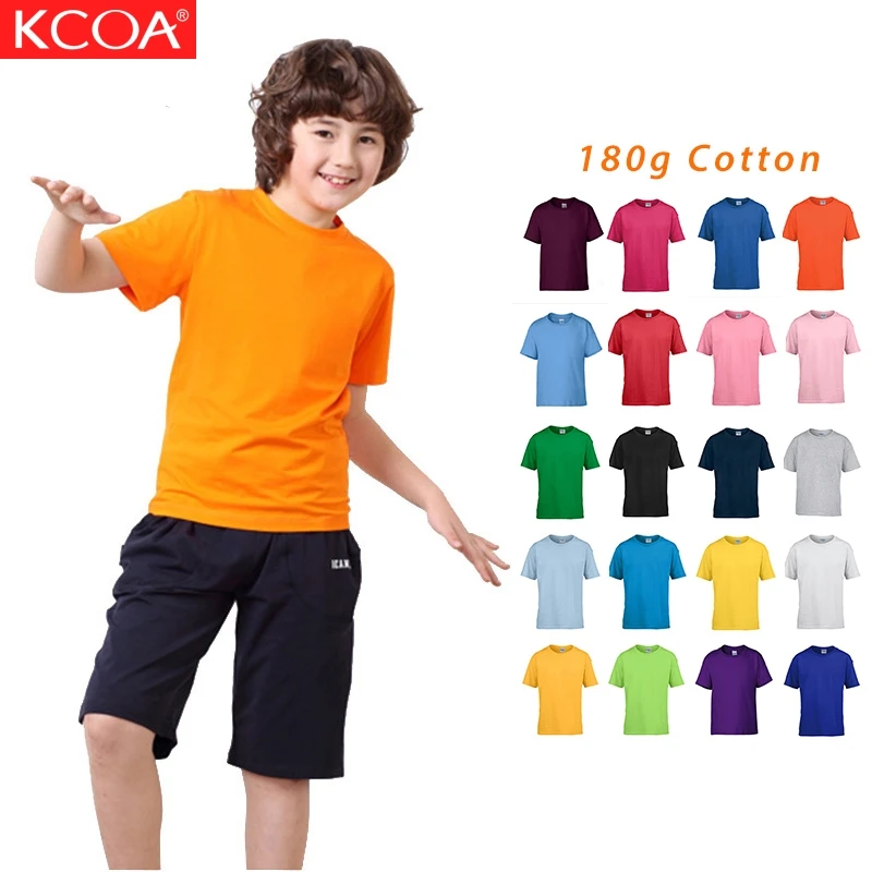 In Stock 180gsm Cotton Boy's T-shirts Bulk Plain Kids T Shirts With Custom Printing