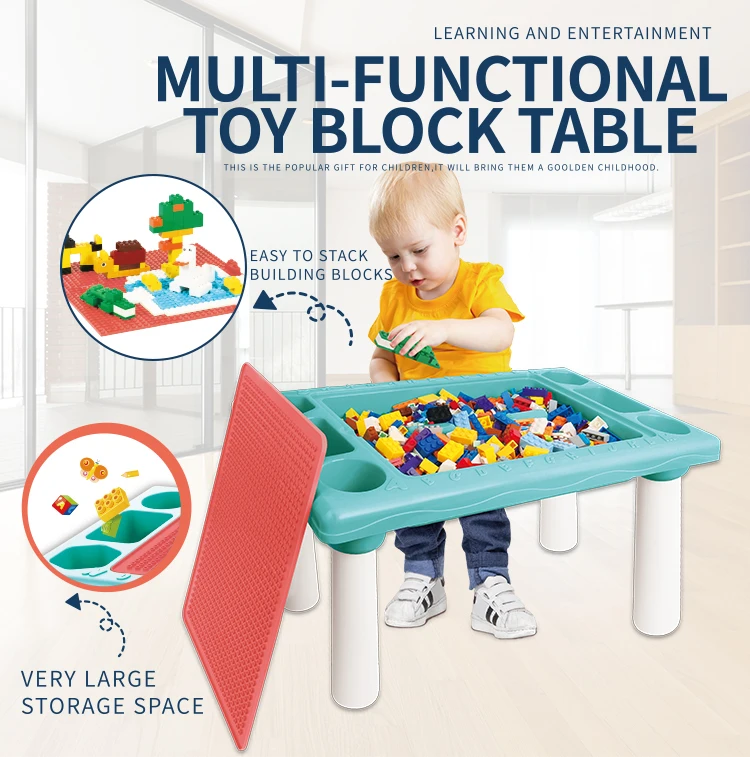 300 pcs funny bricks table toy multifunction plastic desk early educational plastic building block table for kids