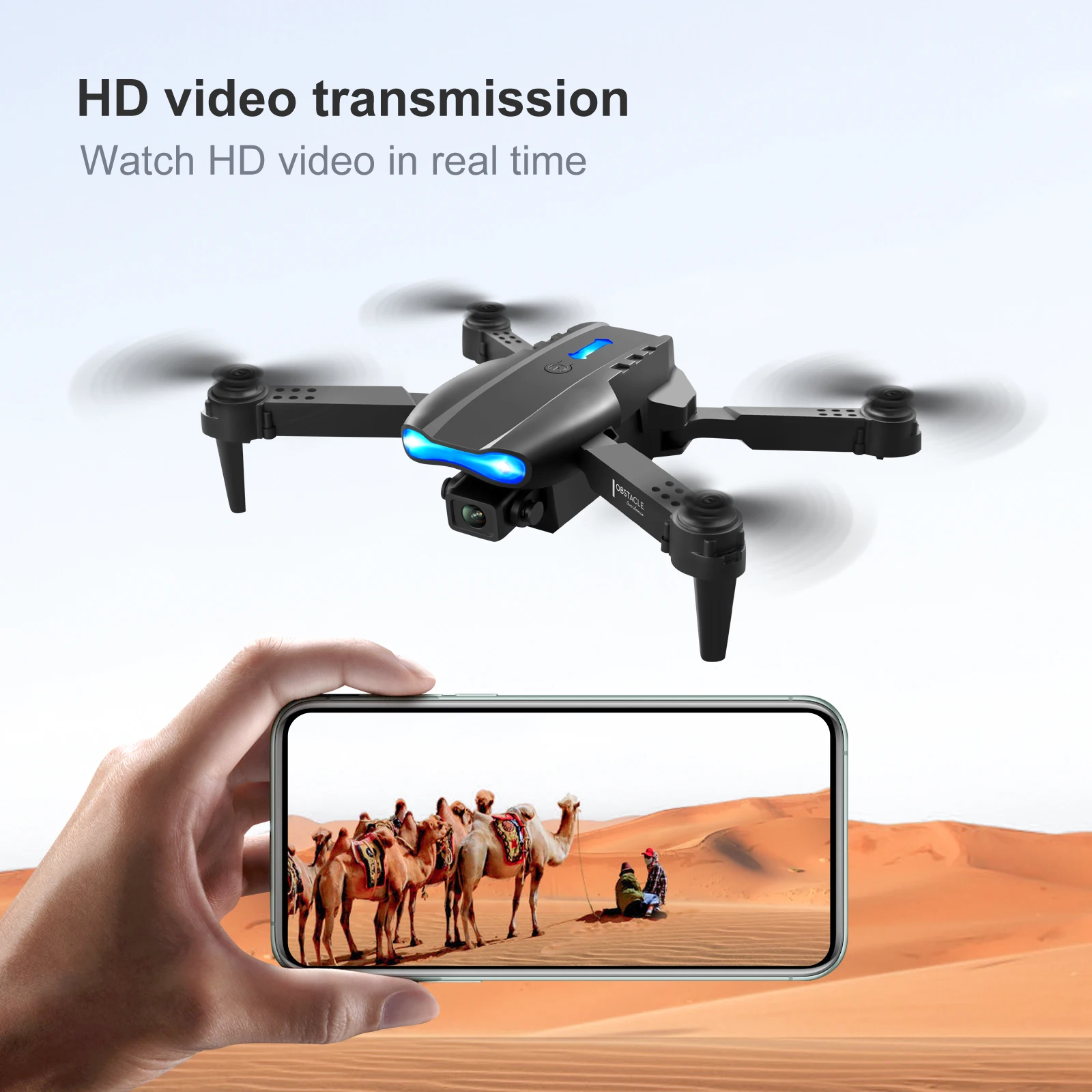 E99 K3 PRO Foldable Mini LED FPV Drone HD Camera Quadcopter Helicopter Toys for Beginners with Remote Control WIFI Connection