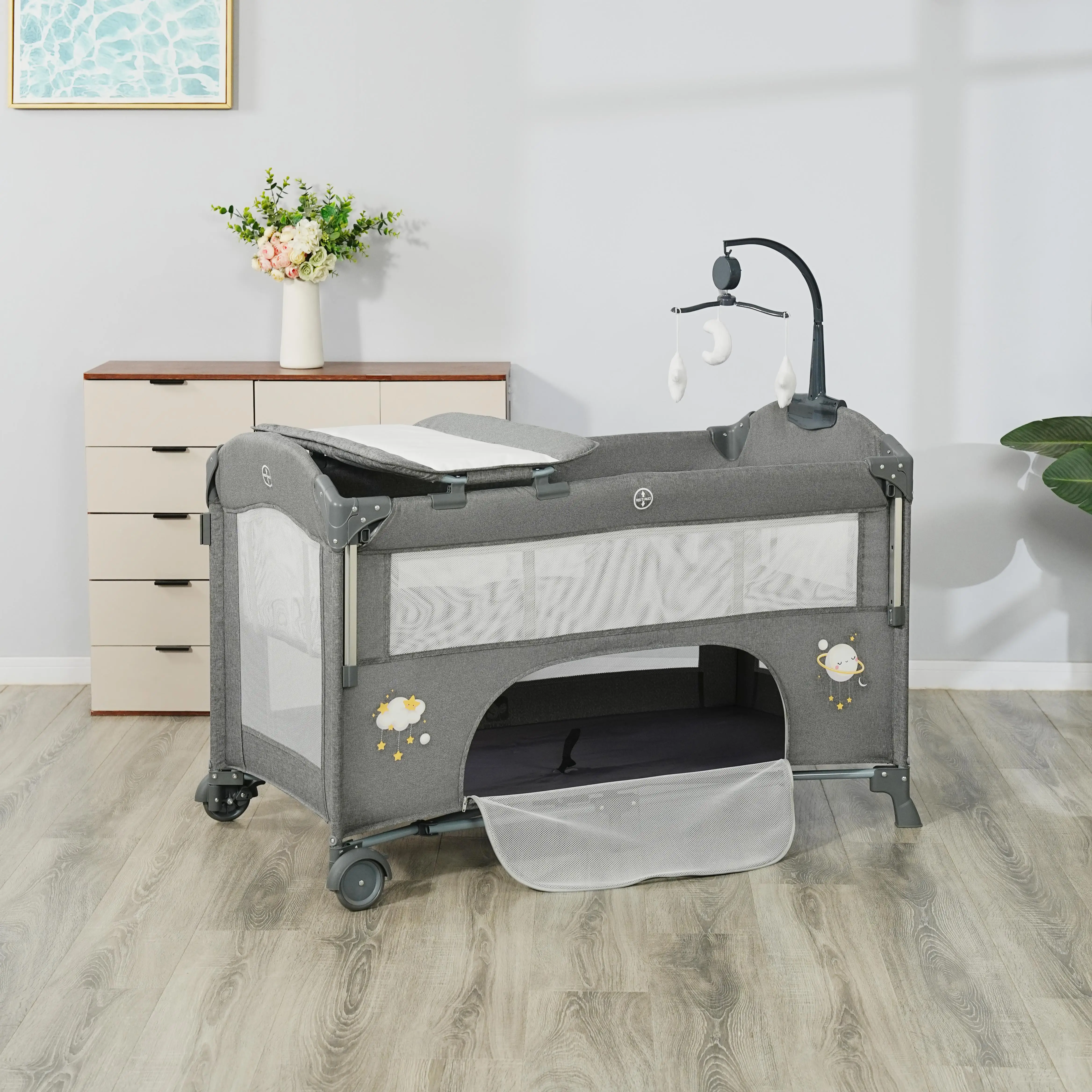 KDD08 Cool Baby New Multifunctional Baby Playpen With Music Toy Bar manufacture