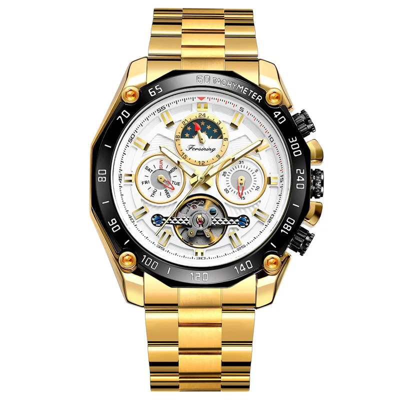 FORSINING Tourbillon Automatic Mechanical Men Wristwatch  Sport Male Clock Top Brand Luxury Date Week Man Watch 6913