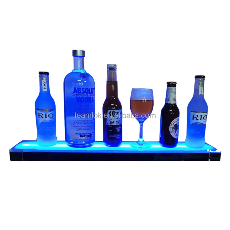 LED bar bottle display shelf 18" 24" 36" 48" wall mounted led acrylic floating wall shelf