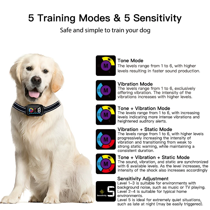 Smart Shock Anti Barking Training Collar Automatic Stop Barking Collar