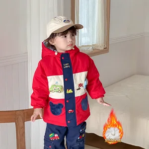 Customized Cartoon Coats for Baby Girls Pattern Windproof Waterproof Jacket Hood Zipper Closure Clothes for Kids