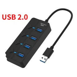Акция 4 порта 7 портов USB2.0 3 0 разветвитель для компьютера usb-разветвитель адаптер с