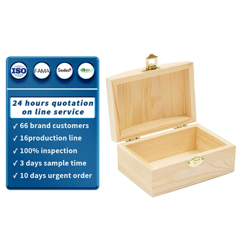 Unfinished Pinewood Jewelry Storage Boxes - Customizable