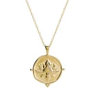 Women vintage 18K gold vermeil 925 sterling silver korean jewelry blooming lotus flower necklace