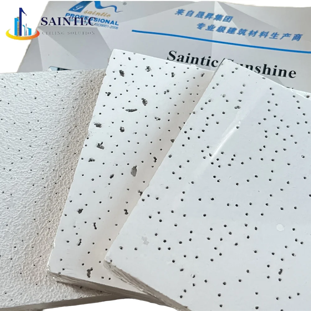 Modern 2X4 Mineral Fiber Acoustic Ceiling Tiles Board 8mm Square Shape Waterproof Fireproof Artistic Design Heat Insulation