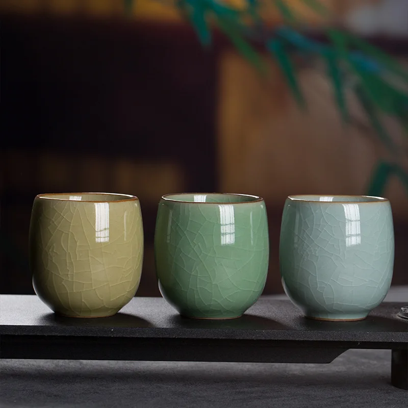 Wholesale Chinese Design Daily Use Luxury Celadon Large Tea Cup Ceramic Kung Fu Tea Single Cup Tea Bowl Gift Cup