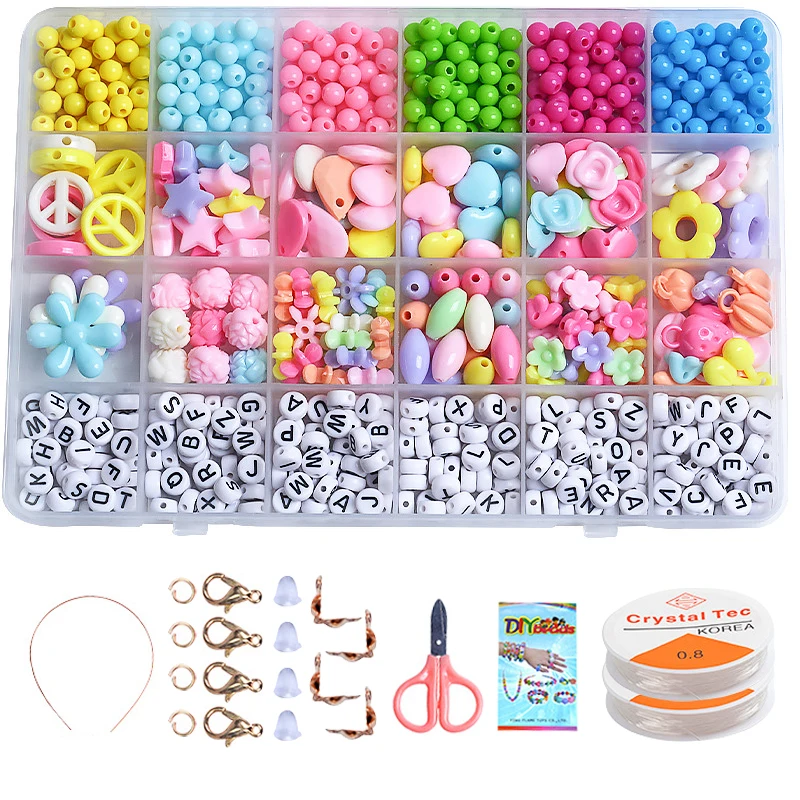 DIY Bracelet Craft 24 Girds Letter Acrylic Loose Beads With Polymer Soft Clay Kit For Jewelry Making