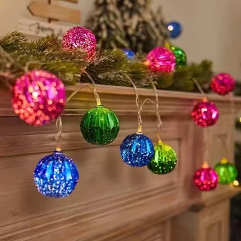 Battery Operated 10led Ball String Lights Holiday Dress-up Shop Window Christmas Decoration