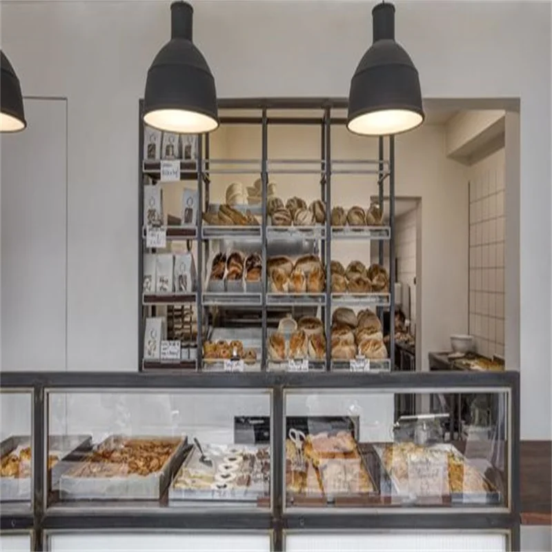 Small Bakery Retail Store Display Design Acrylic Bakery Box Wooden Showcase Display Shop Fittings
