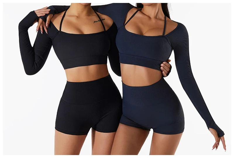 Yoga Outfit Ribbed Seamless Yoga Set Wholesale Sportswear Fitness Wear Seamless Leggings And One Shoulder Sports Bra Set