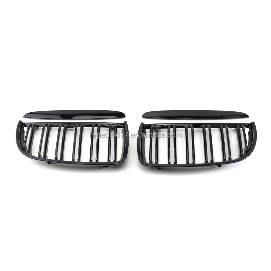 product tiypeor two slat front hood kidney grill car grille for bmw e90 e91 3 series 2005 2006 2007 2008 carbon matte black-7