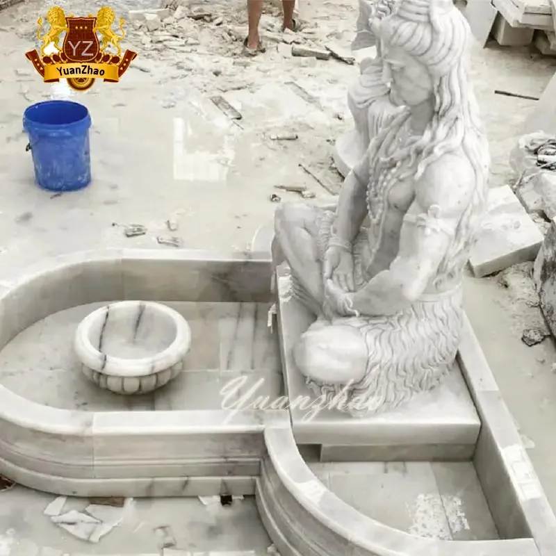 Custom Size Shiva Water Fountain in Marble - Decorative Outdoor