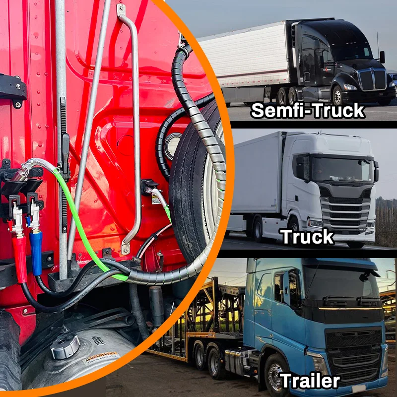3 in 1 Trailer 7 Pin Plug and Cable ABS Electric Cord Cable & Air Lines Hose Tractor Truck 7 Way Trailer Plug