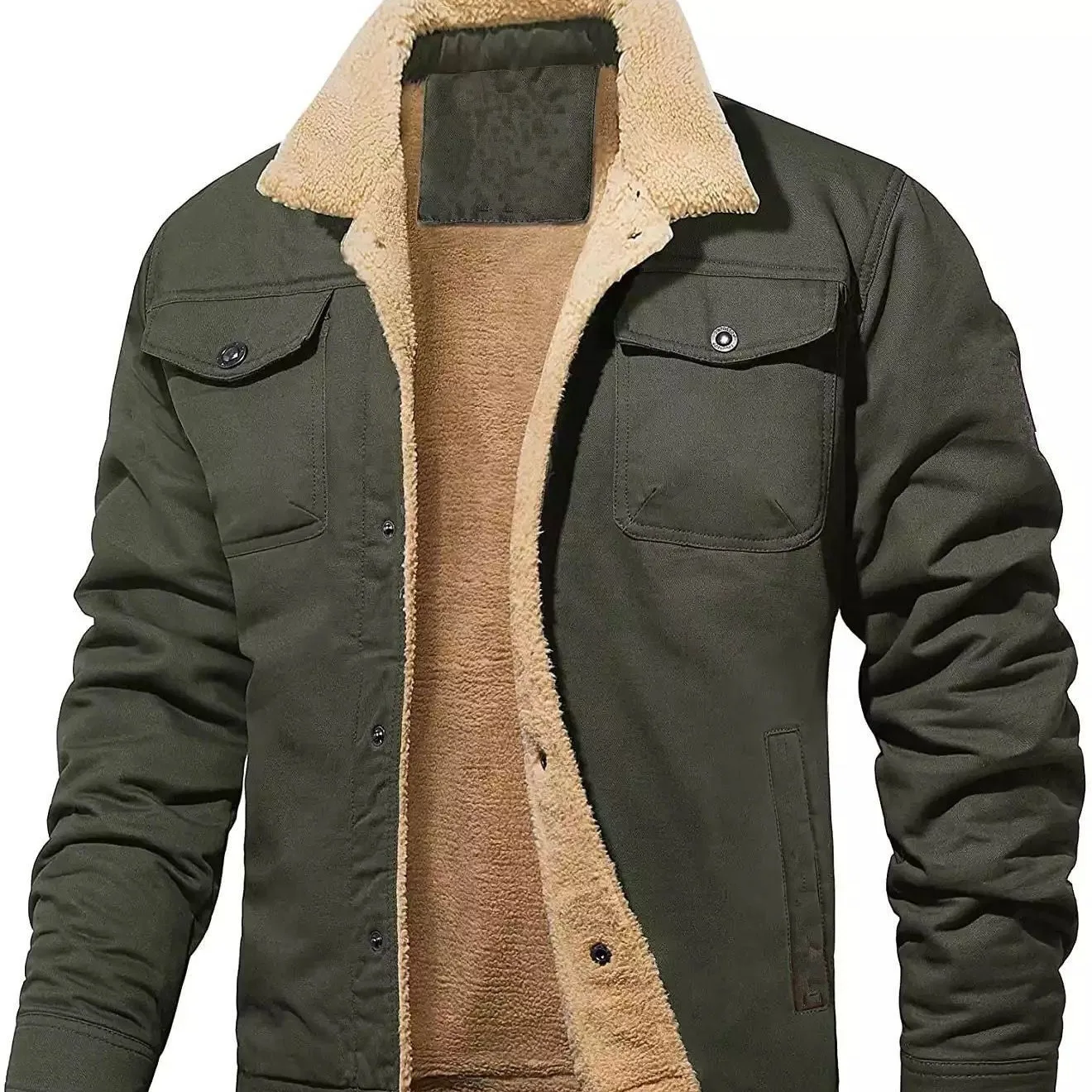 Mens Pilot Jacket Winter Fleece Warm Thicken men's outerwear Plus Size polar fleece jacket_voghion.com