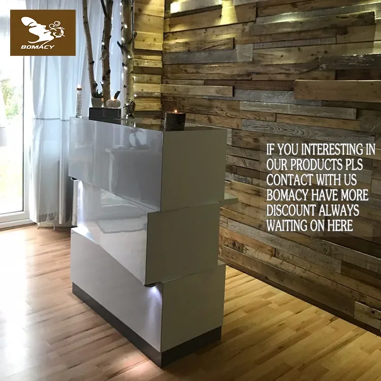 Bomacy Hot Sale Modern White Simple Business Design Salon Furniture Reception Desk