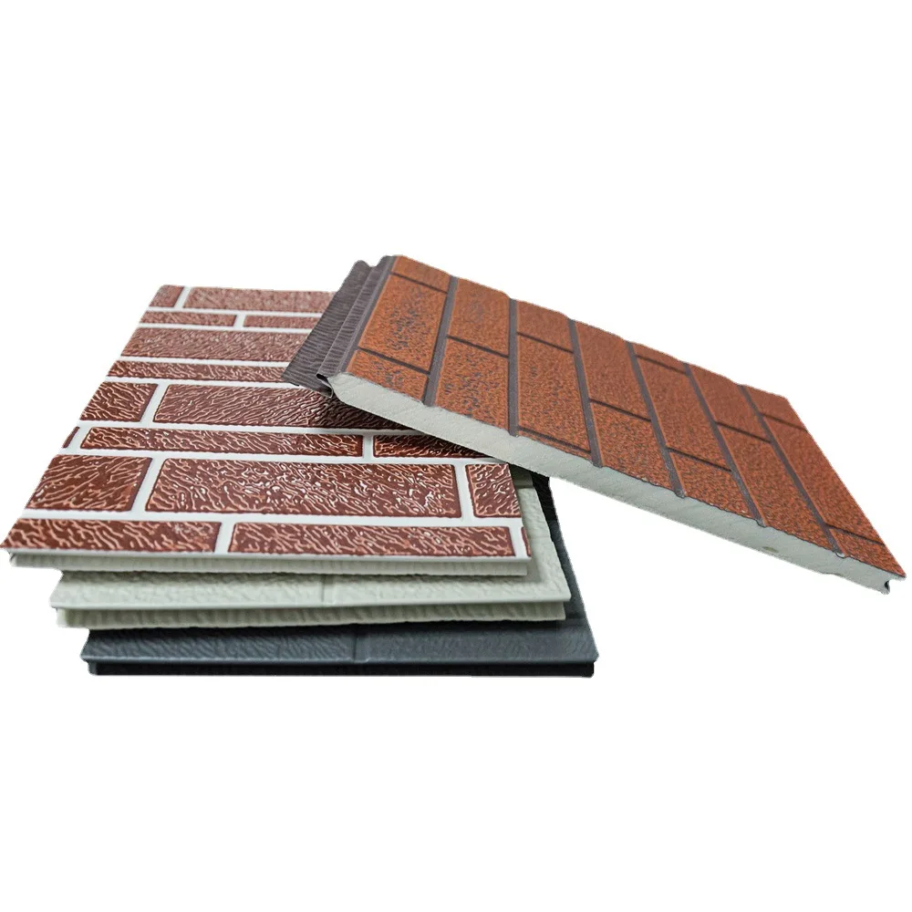 Panlabas na metal na inukit na prehab house boards metal wall siding sound proof polyurethane sandwich panel