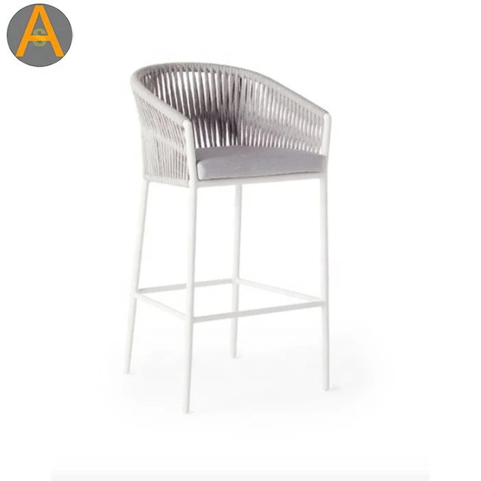 Outdoor Bar Furniture Rope Woven Counter Stool Chair Terrace High