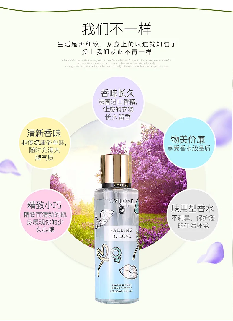250ml custom logo label and box original fragrance diffuser body spray women's perfume