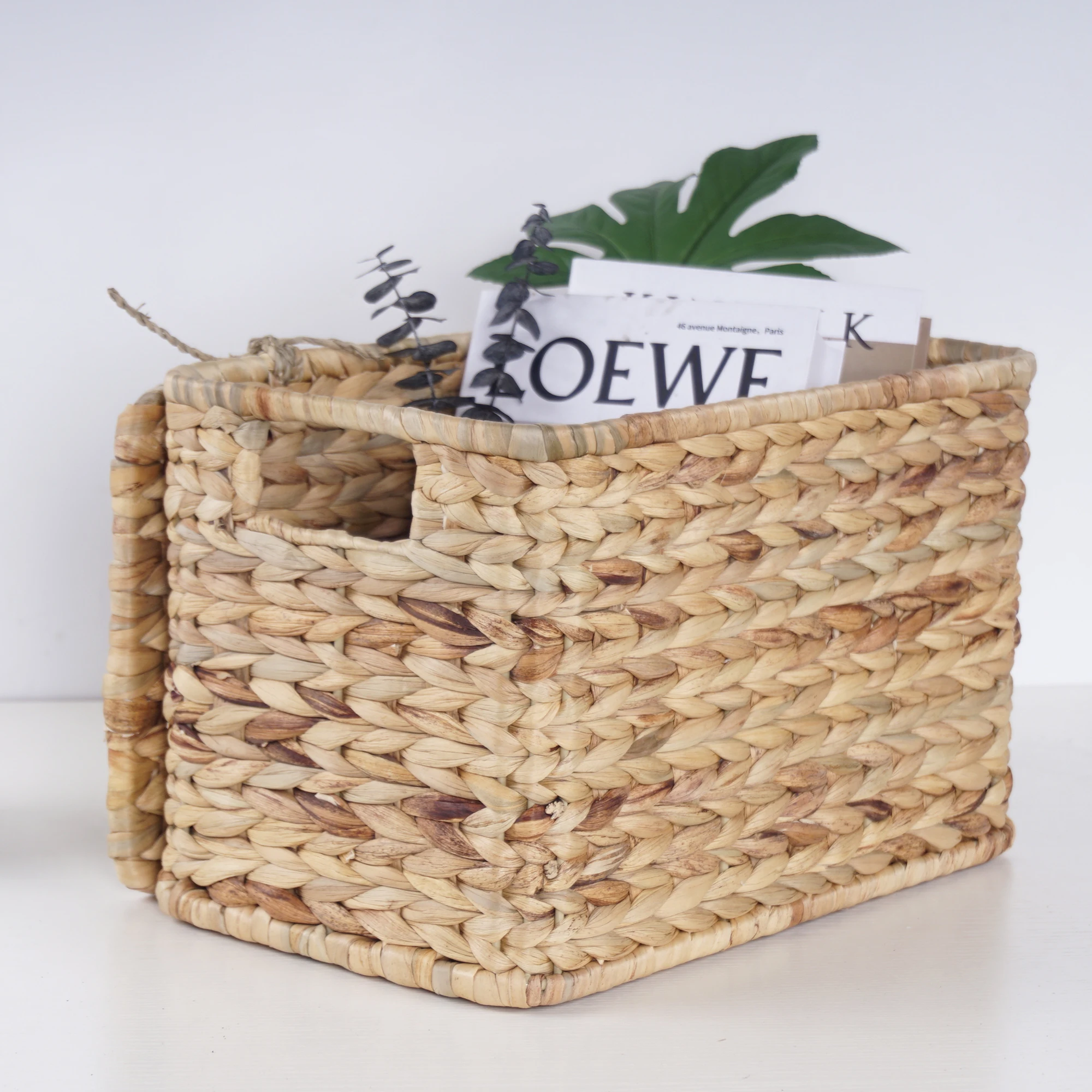 XH Set of 3 Rectangular Water Hyacinth Decorative Handwoven Storage Trunk