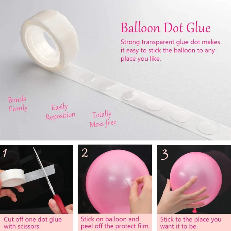 2rolls Glue Point Clear Balloon Glue, Removable Adhesive Dots