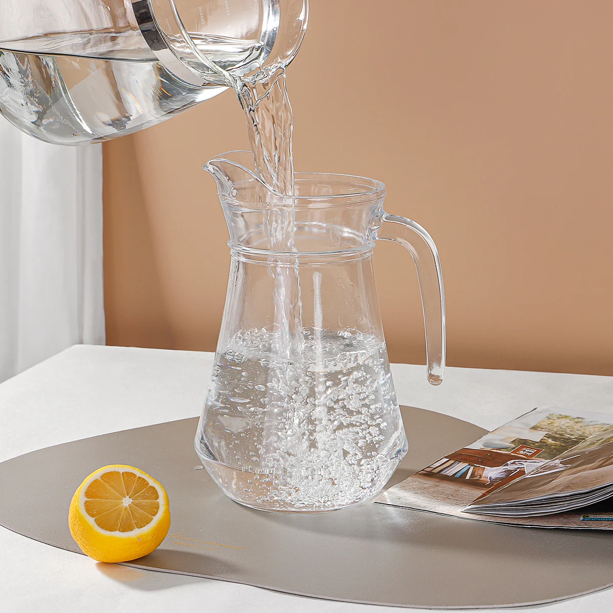 JINGHUANG GLASSWARE Clear/ Ion Plating Jug Sets Cups  7Pcs Drinking Glass Sets Tea Cup Set Crystal Glass Water Bottle