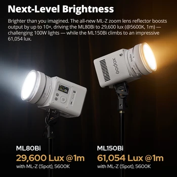 Godox ML80Bi ML150Bi Bi-Color LED Video Light 2800K-6500K, CRI 96+ High Output Camera Lighting for Photography Vlog Live Stream detail image